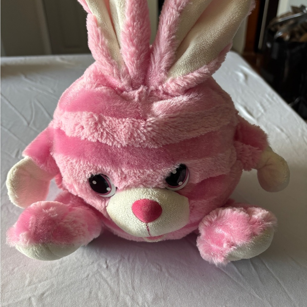 Adorable Pink Striped Bunny Plush Toy